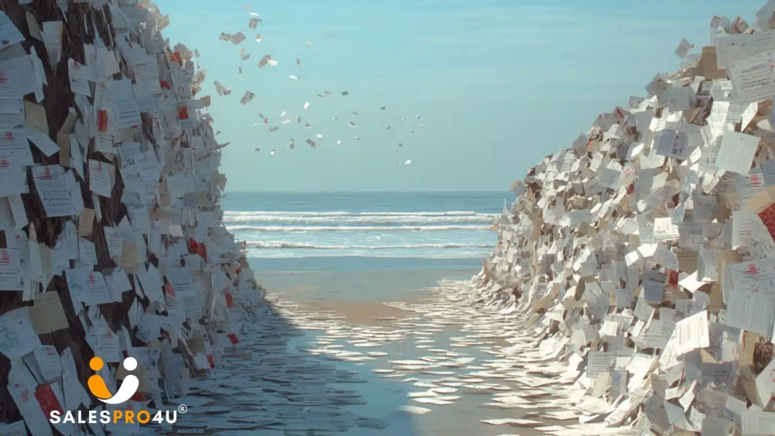 Ein Strand, überschwemmt von Lebensläufen und Bewerbungsschreiben.