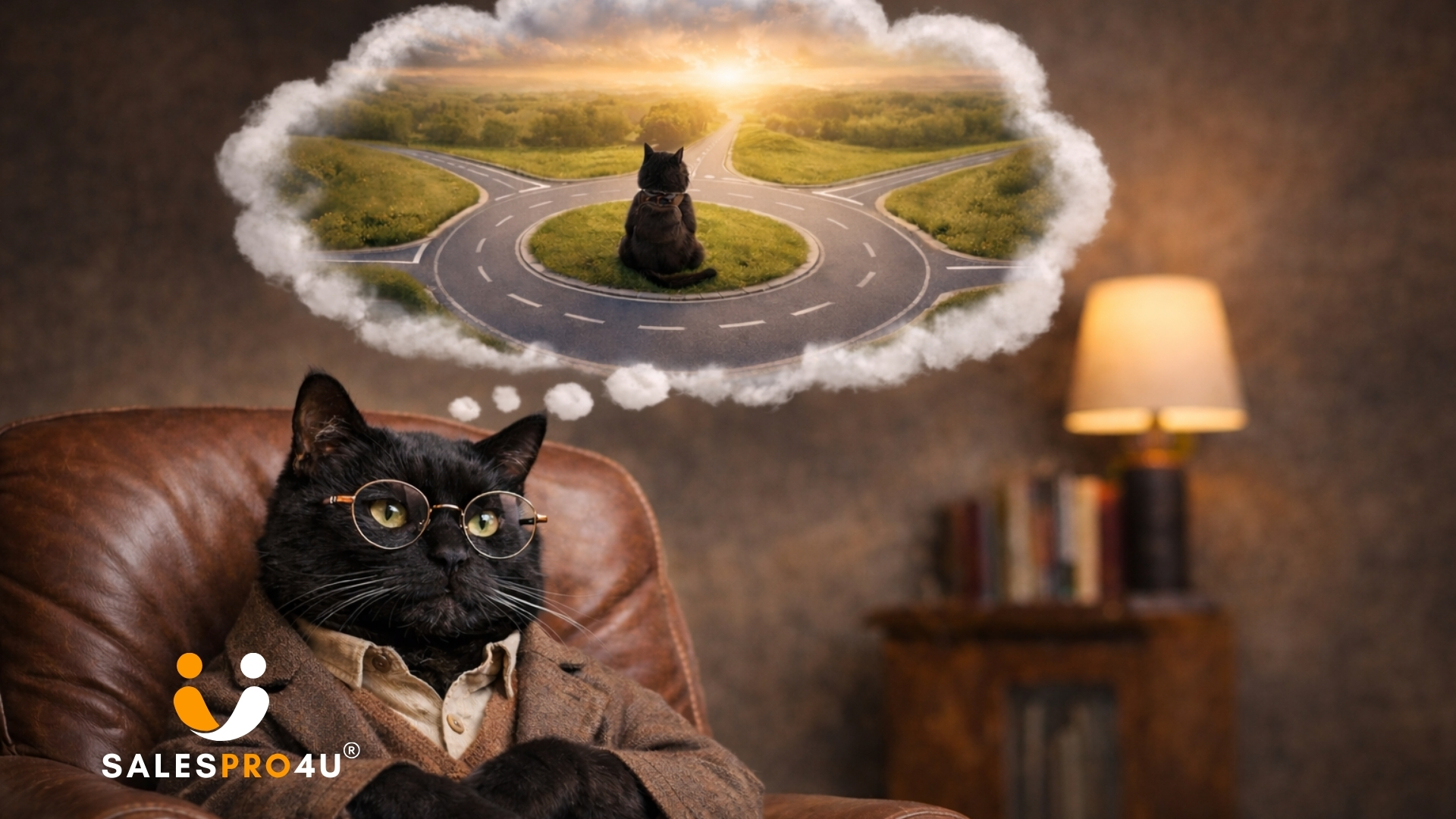 Personalvermittlung und Headhunting - SalesPro4U 8 Erfahrener Experte denkt über den nächsten Karriereschritt nach – Symbol für Vision und Neuausrichtung